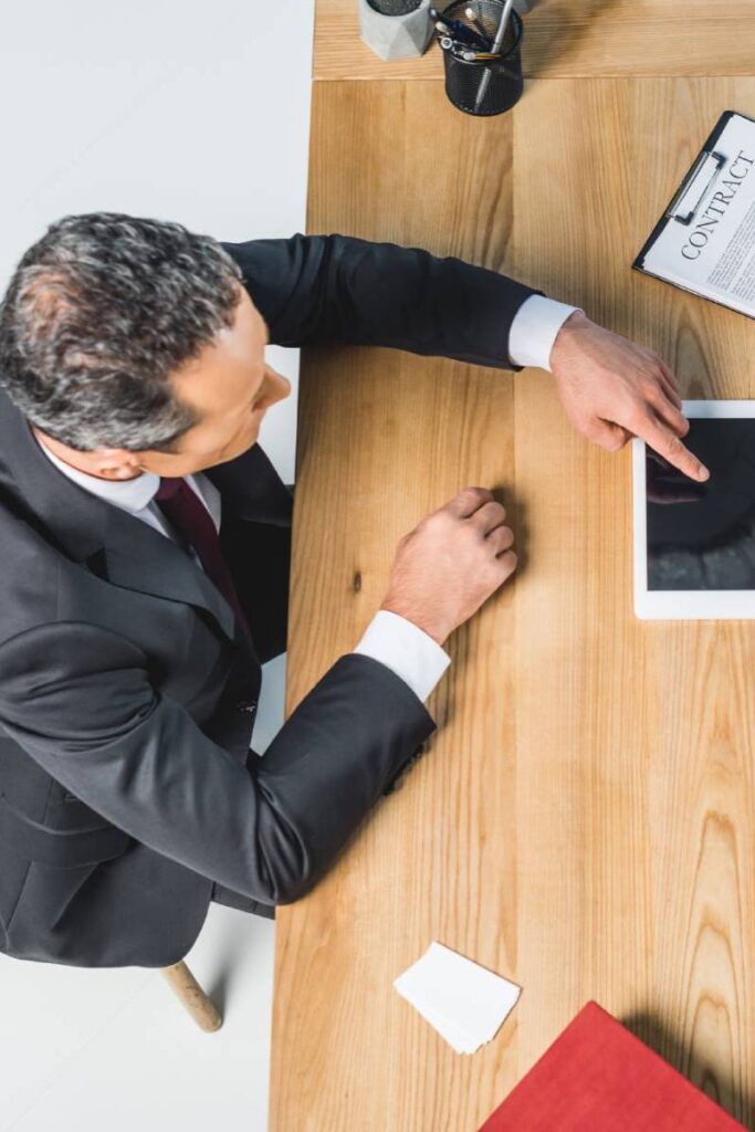 Attorney writing legal notes